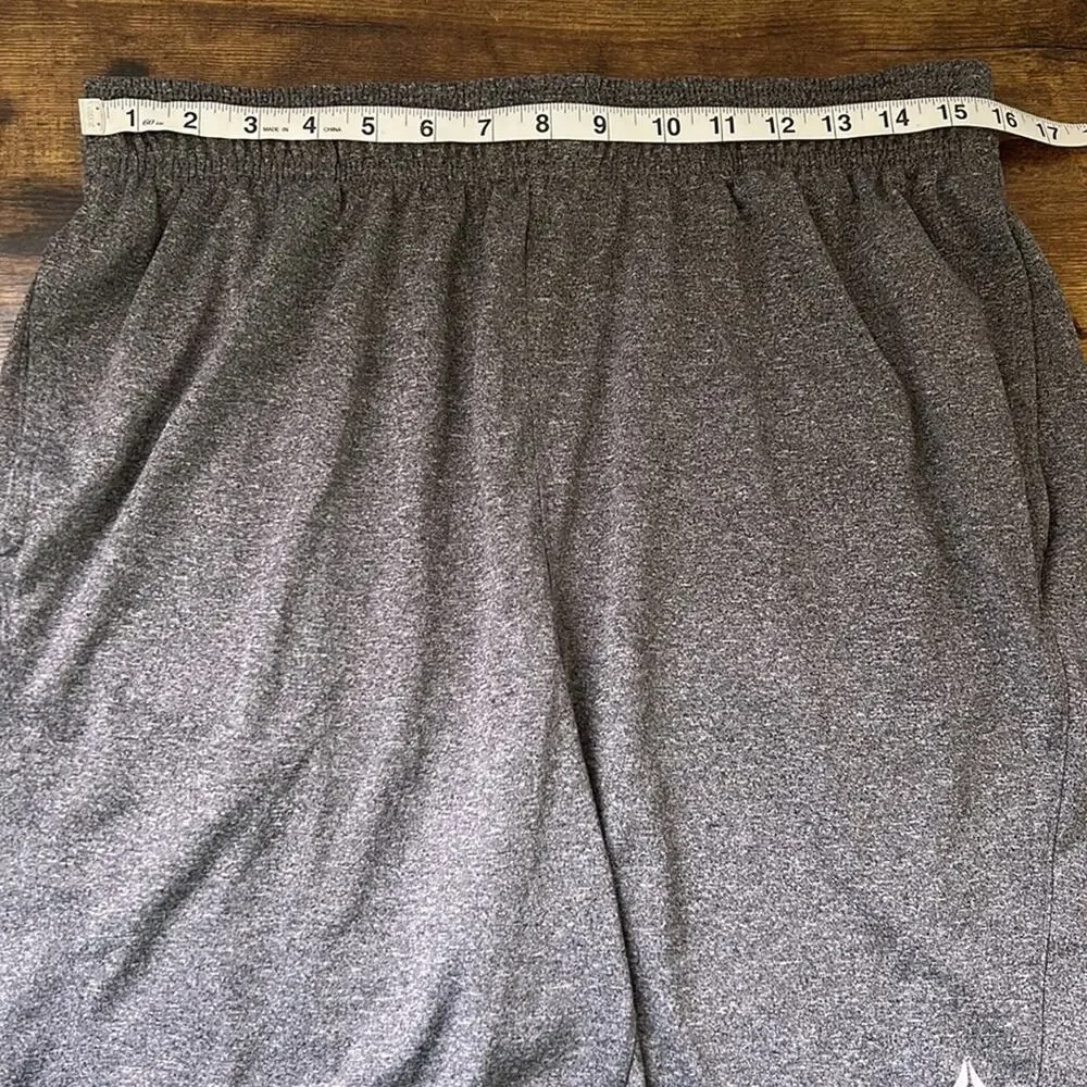 Reebok Heathered Gray Stretchy Soft Drawstring Athletic 8” Shorts